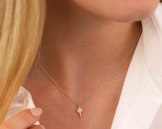 14K Gold Little Polar Star Necklace | Minimalist Jewelry, North Star Necklace, Dainty Jewelry, Daily Use Necklace, Anniversary Gift