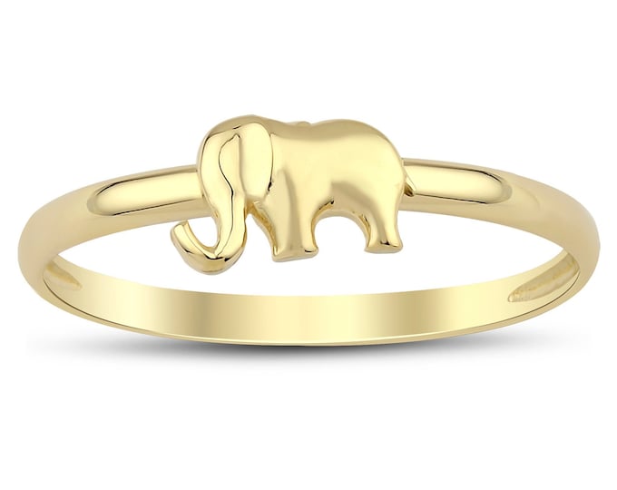 14k Gold Elephant Ring | Dainty Animal Lover Figure Jewelry, Minimal Boho Nature Stacking Rings, Christmas Gift, Birthday Gift, Gift for Her