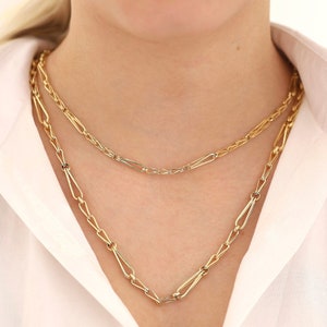 14k Gold Thick Barleycorn Chain Necklace | Vintage Look Wheat Chain w/ Round Links, 4mm Chain Necklace, Layering Necklace, Anniversary Gift