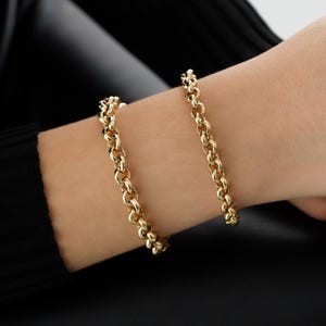 14k Gold 3.5mm Rolo Chain Bracelet | Thin Belcher Bracelet, Dainty Round Chain, Minimalist Stacking Jewelry, Graduation Gift, Gift for Women