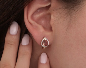 14k Gold Diaspore Drop Earrings | Turkish Color-Shifting Gem Pisces Birthstone