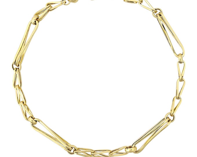 14k Gold Barleycorn Chain Bracelet | Vintage Look Wheat Chain w/ Round Links, 6mm Chunky Chain Bracelet, Stacking Bracelet, Anniversary Gift