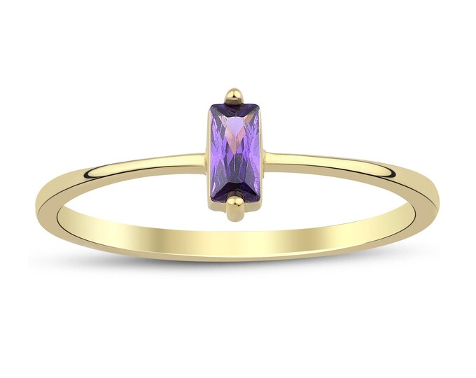14k Gold Purple Zircon GemStone Ring | Elegant Minimalist Rings, Stackable Jewelry, Mom Gift, Christmas Gift, Birthday Gift, Gift for Her
