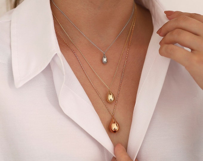 14k Gold Cremation Urn Necklace | Engravable Tear Drop Ash Holder Necklace, Keepsake Pendant, Cremation Jewelry, Mom Ashes, Memorial Gift