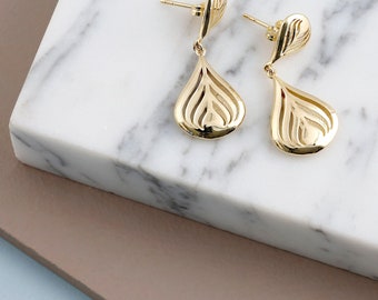 14k Gold Teardrop Earrings | Handmade Dangle Drop Jewelry