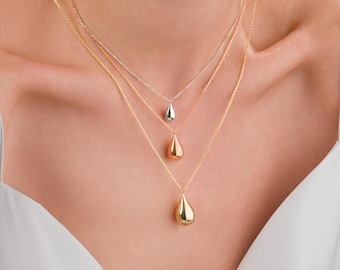 14k Gold Teardrop Urn Necklace | 10mm Cremation Ash Keepsake Memorial Gift