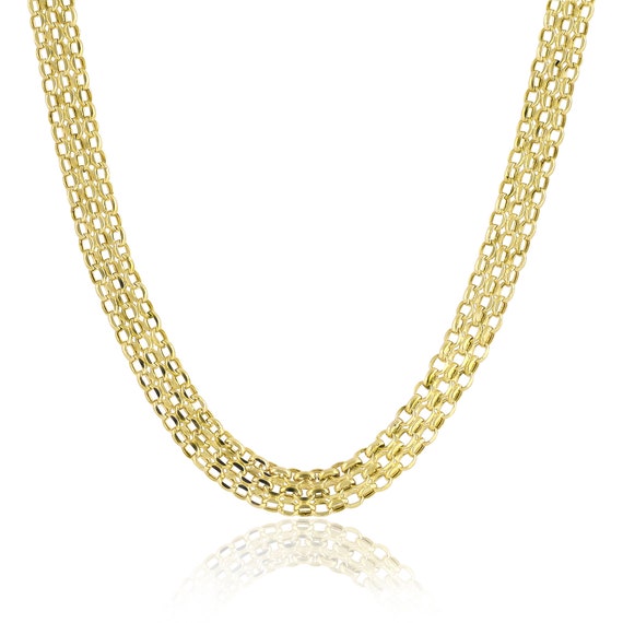 Polish mesh necklace in yellow gold