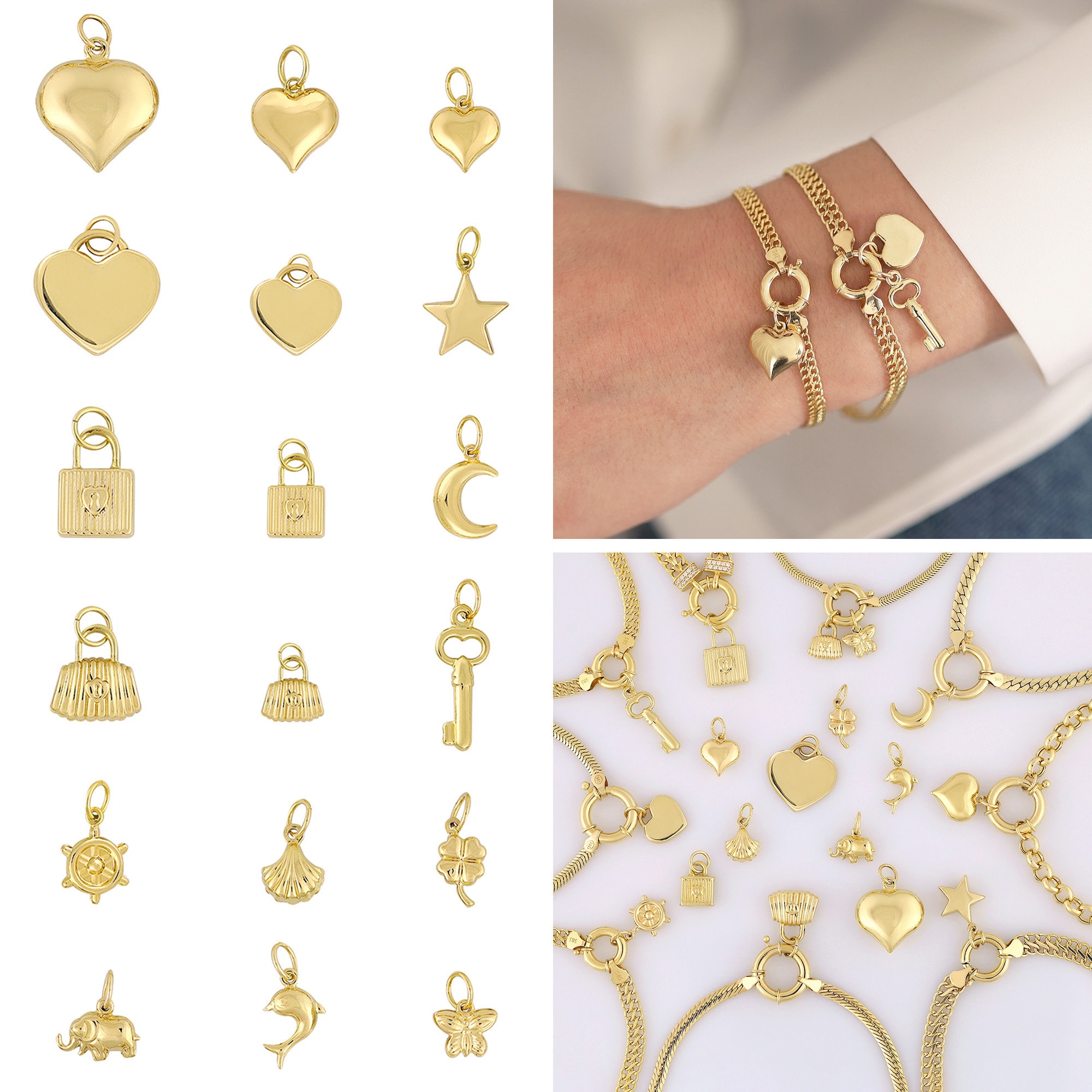 KitBeads 20pcs 18k Real Gold Plated Key Charms Brass Key Lock Charms Small  Gold Key Shape Charms for Jewelry Making Bracelets Necklace Bulk