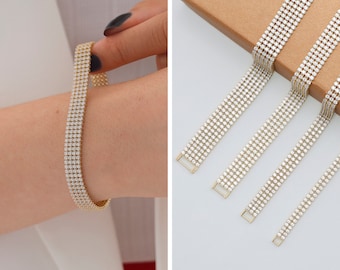 Tennis Bracelet 14k Gold | 8mm Line Diamond Bracelets, CZ Gemstone Bracelet, Perfect as Wedding Jewelry and Bridal Set, Shiny Gift for Bride