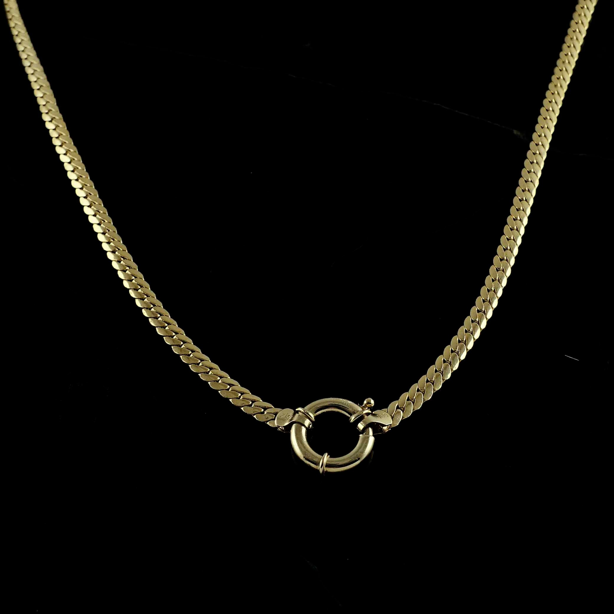 14K Gold Senorita Clasp / Sailor Lock Herringbone Chain Necklace