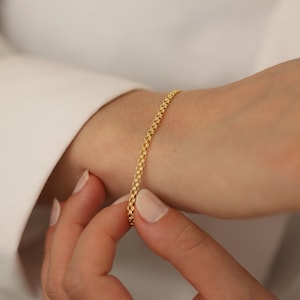 14k Gold Bismarck Chain Bracelet | 3mm Italian Mesh Flat Link Unisex Jewelry