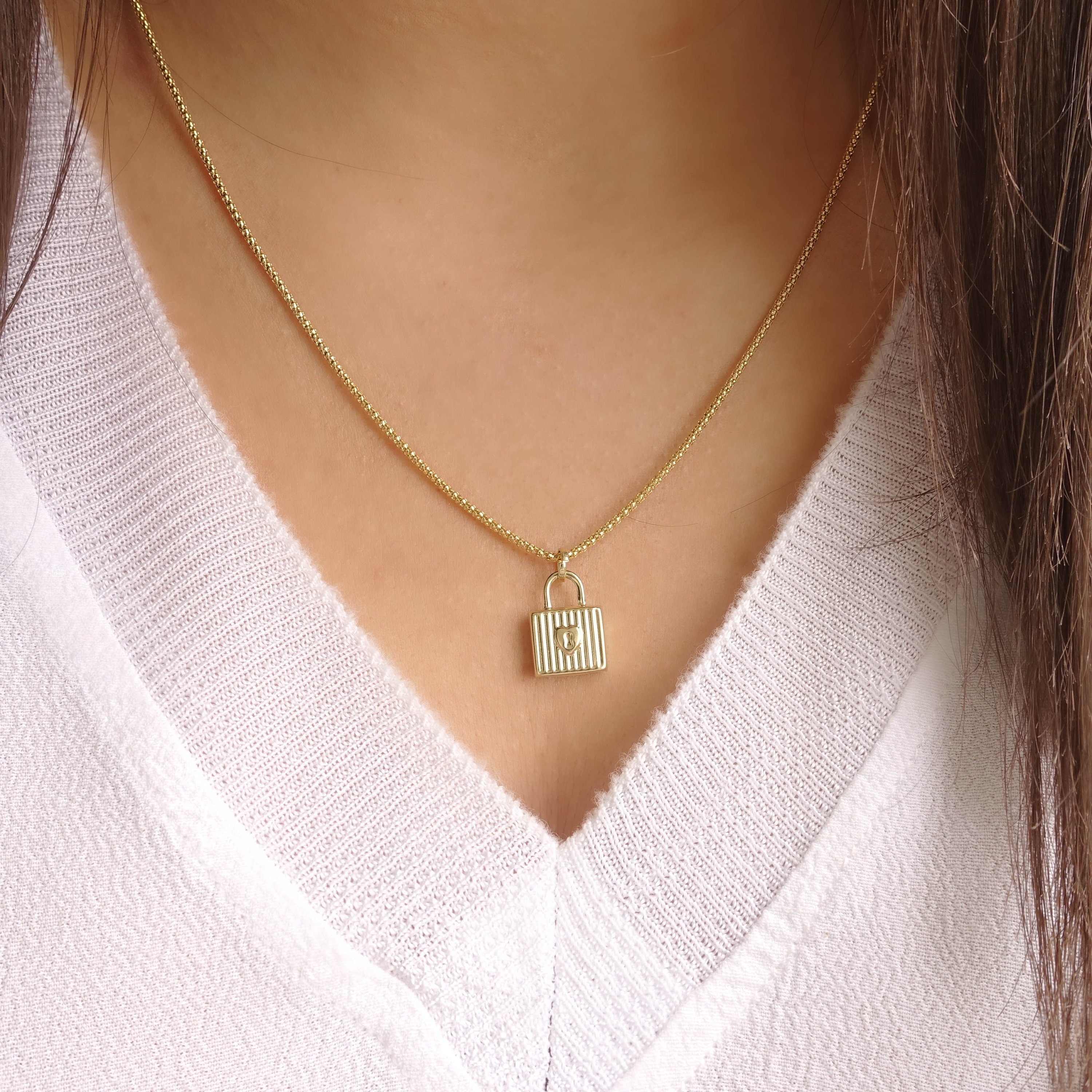 14k Gold Padlock Pendant Necklace YL Lock Padlock Charm Etsy UK