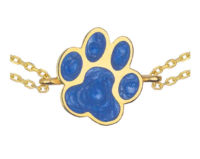 14k Gold Enamel Paw Urn Bracelet | Real Gold Ash Holder for Pets, Colorful Memorial Jewelry for Dog or Cat Loss | Glow-in-the-Dark Option