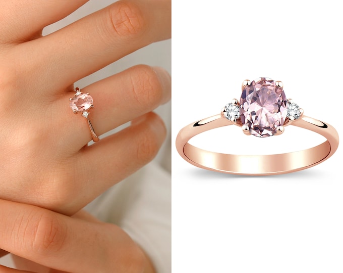 14K Gold Morganite Ring | Healing Jewelry, Heart Chakra, Taurus&Pisces Birthstone, Pure Love Ring, Bridesmaid Gift, Gift For Her, Gemstone