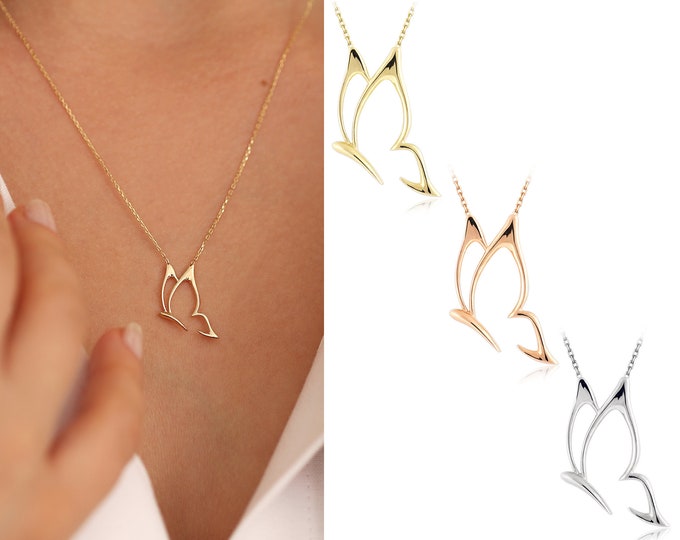 14k Gold Butterfly Necklace | Dainty Butterfly Necklace, Elegant Layering Necklace, Every Day Necklace, Minimalist Jewelry, Gift for Her