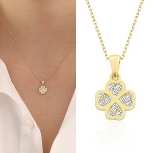 14K Gold Four Leaf Clover Necklace | Dainty Jewelry For Good Luck, Plesant Birthday Gift, Spiritual Handmade Necklace, Gift For Her