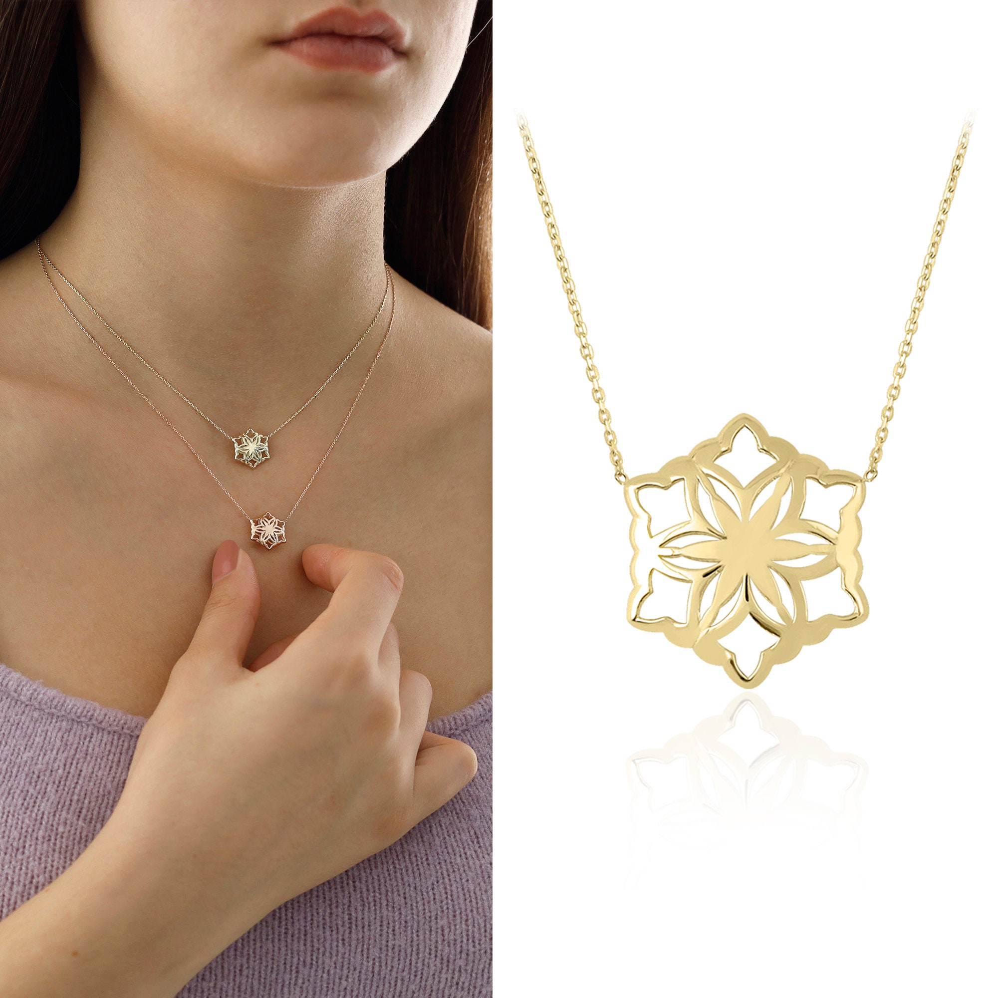 Winter Snowflake 14K Gold Charm