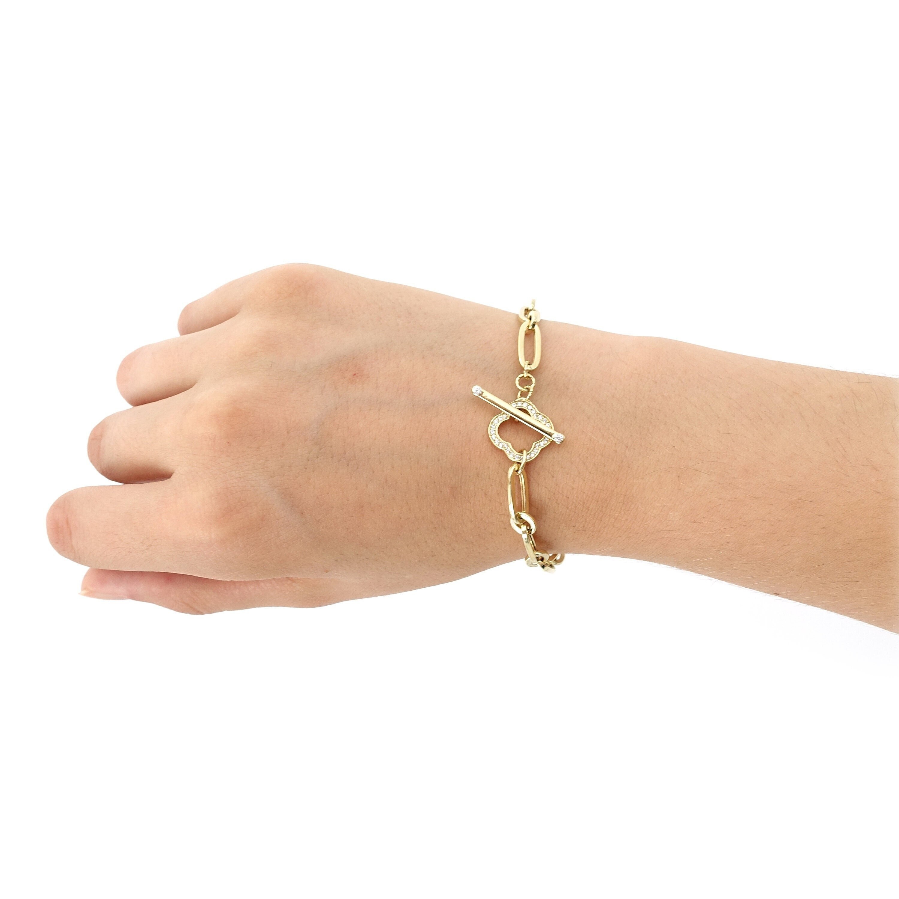 14k GOLD BOLD PAPERCLIP BRACELET