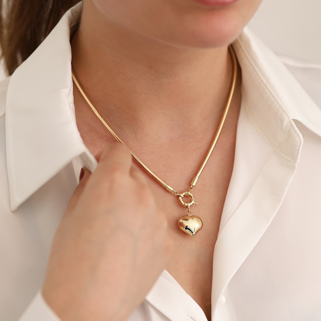Gold Heart Ear Chain - Industrial Piercing Chain – The