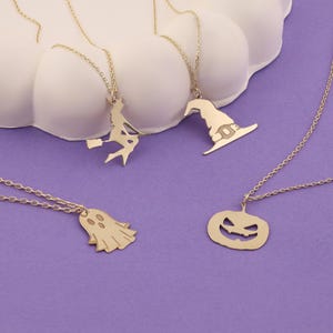 14k Gold Flying Witch Necklace | Halloween Jewelry Gift Pendant - Etsy