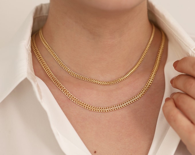 14K Gold Double Curb Chain Necklace | Double Curb Chain Necklace, Thick Jewelry, Marvelous Design, Heavy Jewelry, Chic Jewelry, Gift For Her