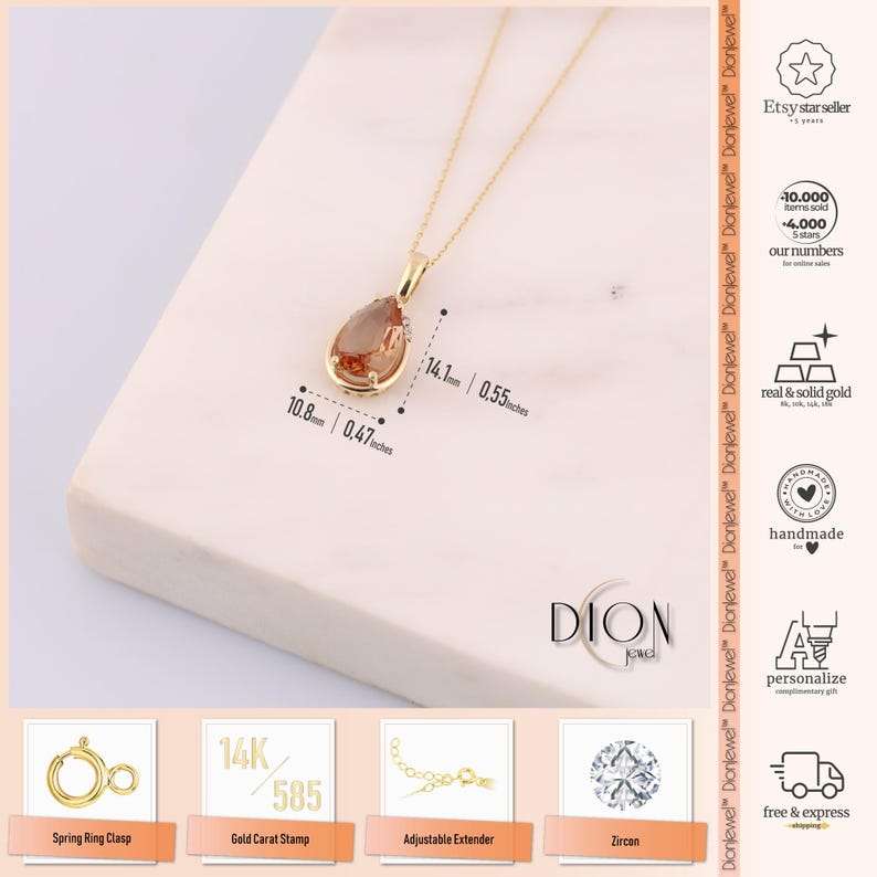 Collana in oro 14k con diaspro / Ciondolo con pietra preziosa turca che cambia colore, pietra portafortuna dei Pesci immagine 5