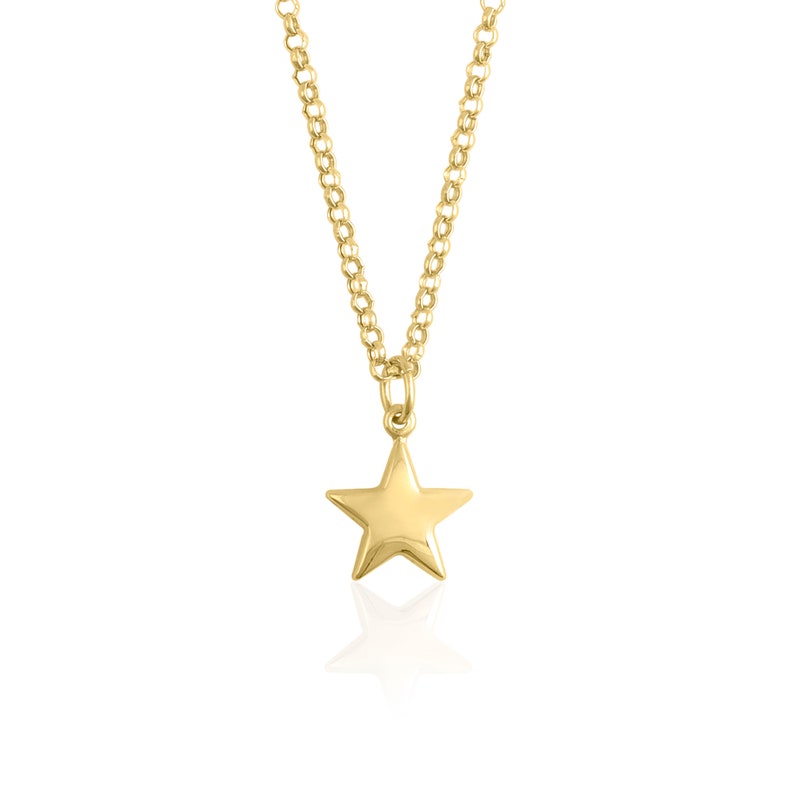 14k Gold Rolo Chain w/Star Pendant Celestial Layering image 3