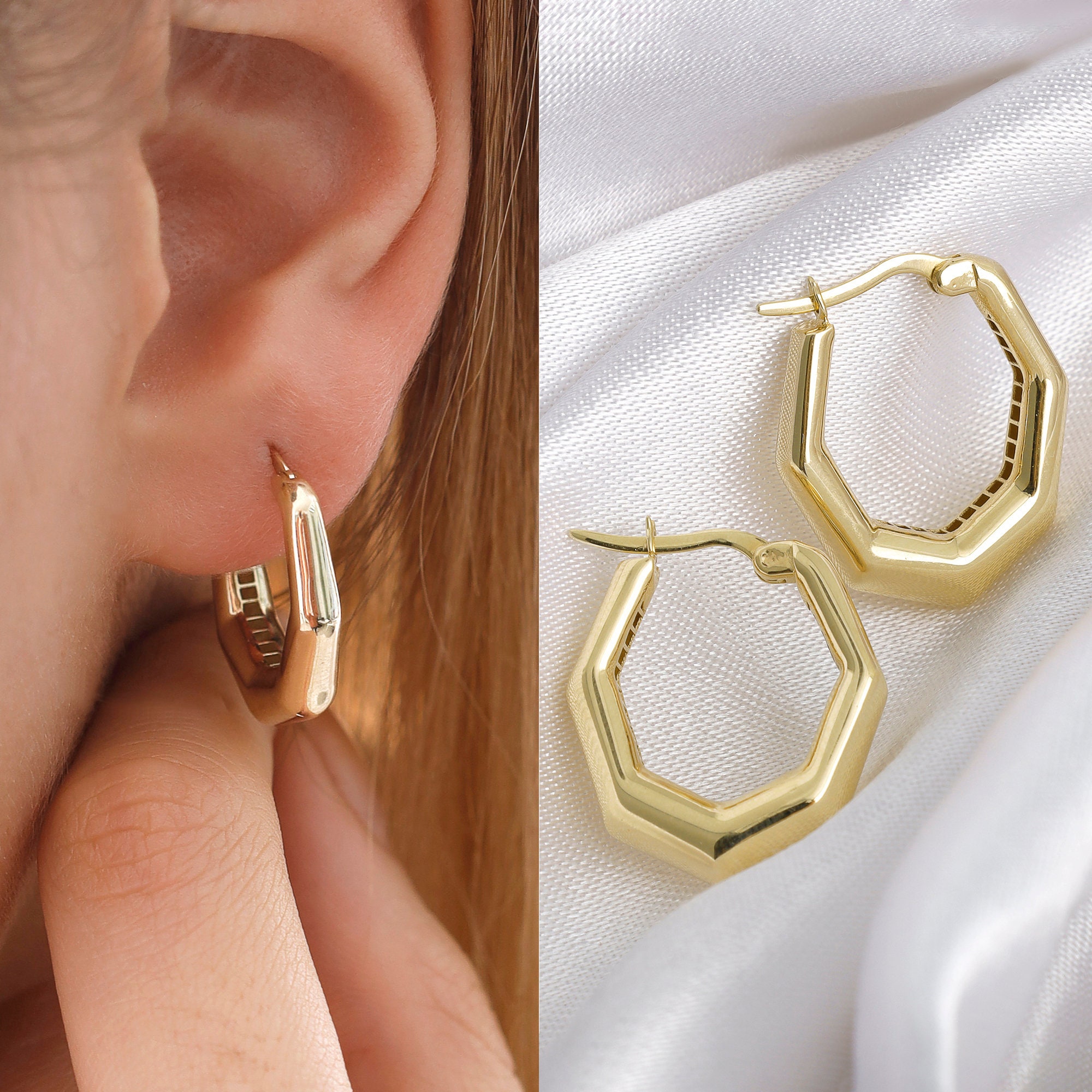 Bold Huggie Hoop Earrings in 14K Gold