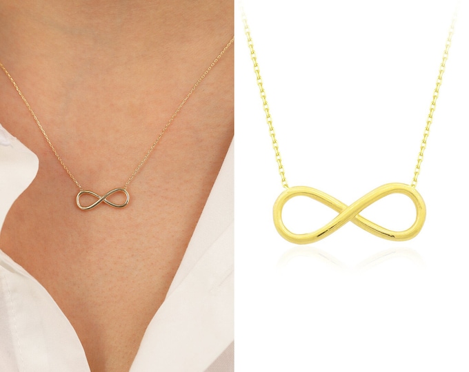 14K Gold Infinity Necklace | Handmade Delicate Jewelry, Eternity Symbol, Minimalist Design, Love Necklace, Anniversary Gift, Gift For Her