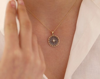 14K Gold Compass Necklace | Travelers Jewelry, Chic Design, A Golden Journey, Minimalist Necklace, Delicate Jewelry, Gift For Her
