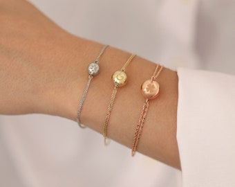 Custom Ball Urn Bracelet | 14k & 10k Gold Ball Urn Charm Bracelet for Ashes, 10mm Gold Round Cremation Bracelet, Memorial Gift for Pet Loss