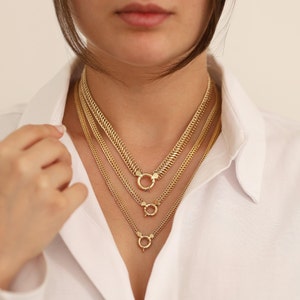 14K Vienna Chain Necklace | Double Curb Chain, Sailor Lock Clasp, Sturdy-Heavy Jewelry, Delicate Chain Design, Graduation Gift