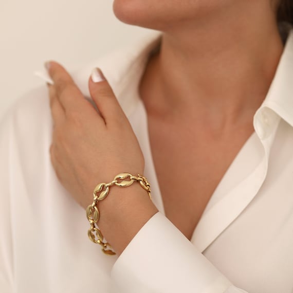 Gold chunky chain bracelet deals