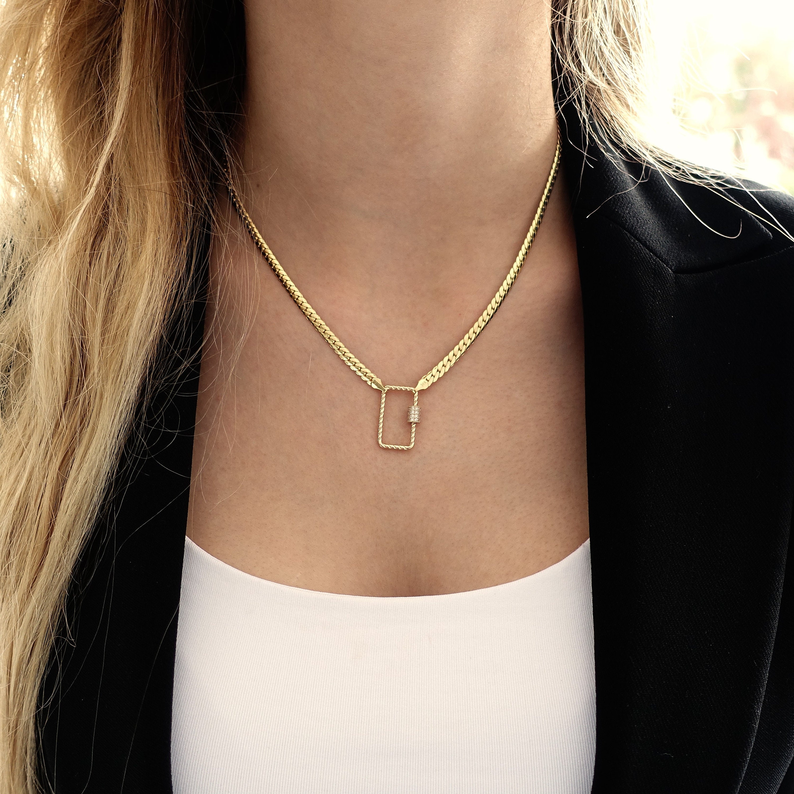 CARABINER NECKLACE- 14K GOLD PLATE