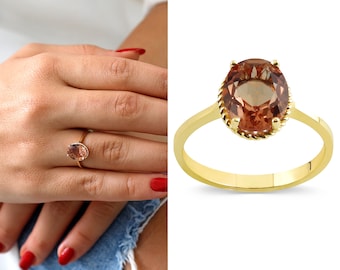 14k Gold Diaspore Gemstone Ring | Handmade Jewelry, Change Color Gem, Diaspore Ring, Healing Crystal, Reduce Stress, Bridesmaid Gift