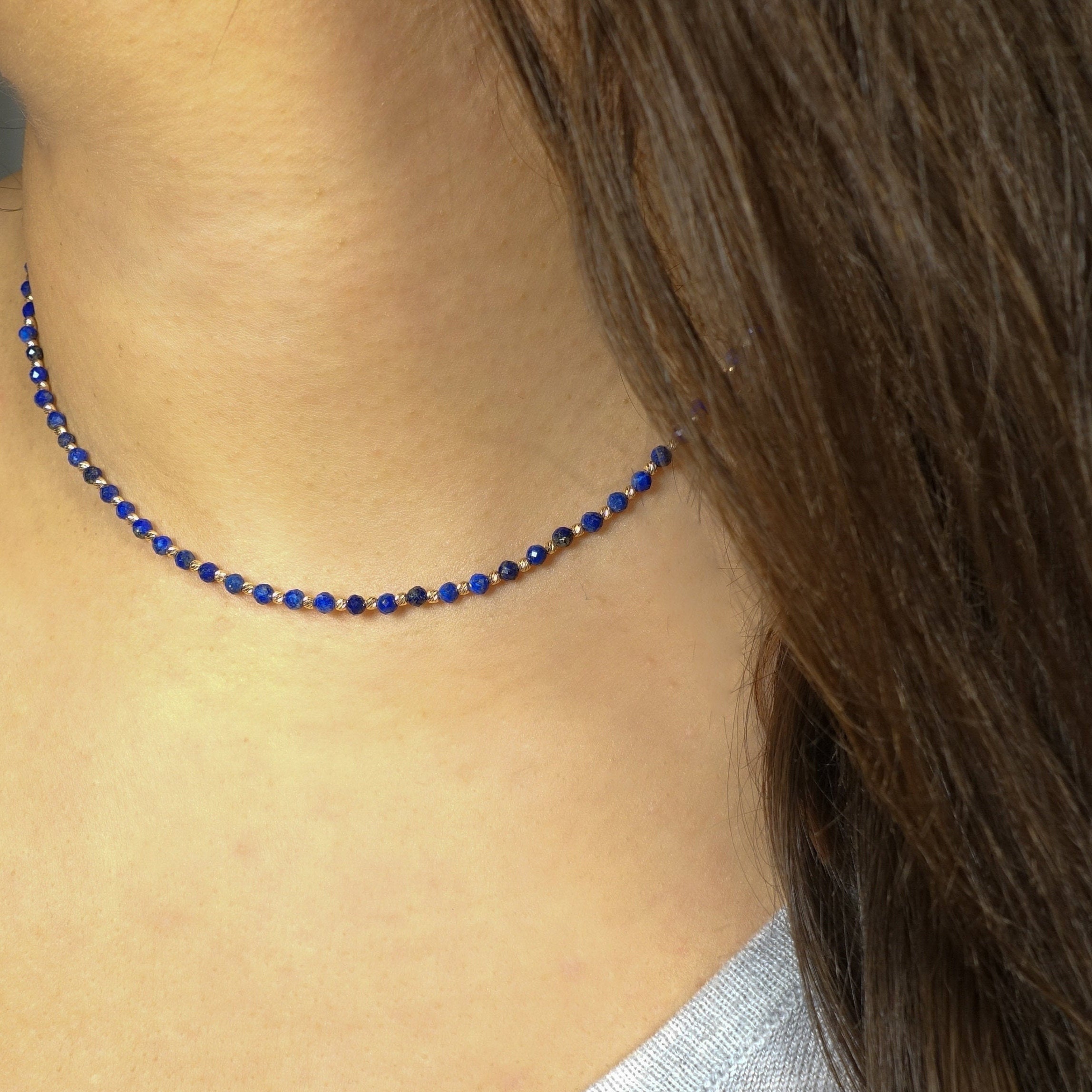 LAPIS LAZULI Blue Necklace 14k GOLD 