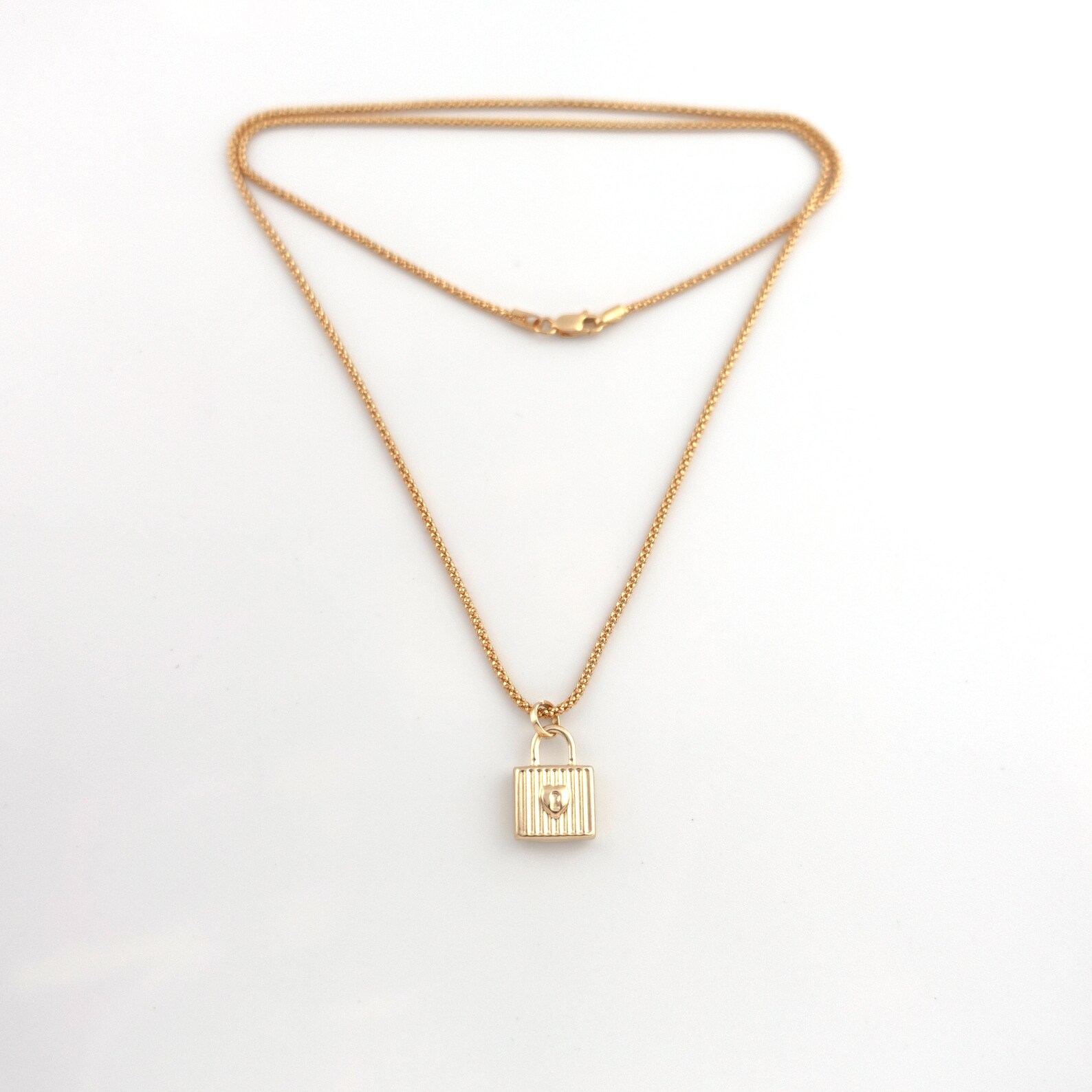 14k Gold Padlock Pendant Necklace YL Lock Padlock Charm Etsy