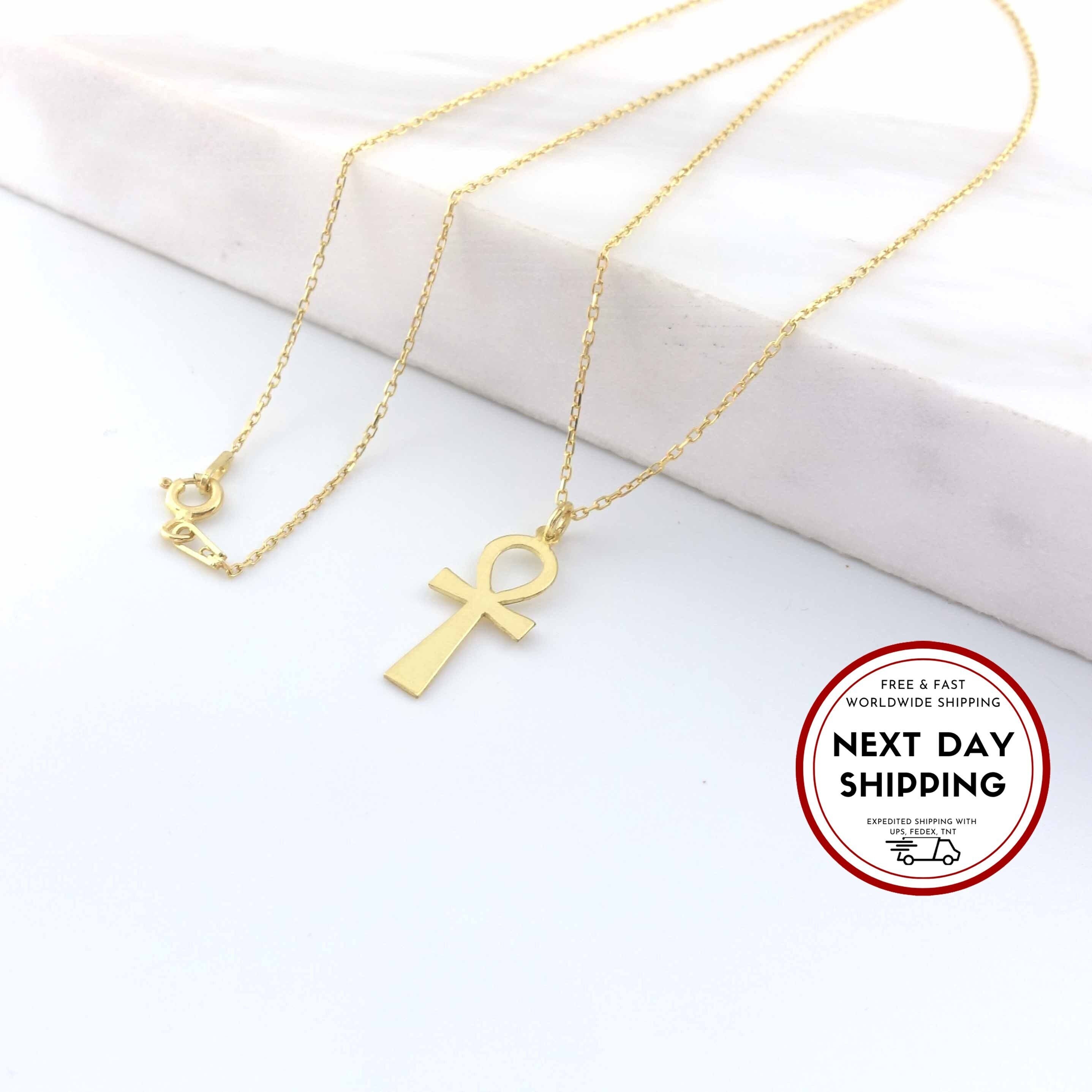 14k Gold Ankh Necklace Ancient Ankh 