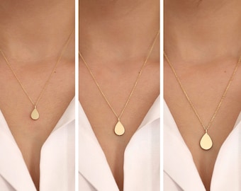 Personalized Ash Holder Teardrop Necklace | 14k / 10k Gold Drop Urn Pendant, Pet Ashes Necklace, Cremation Jewelry, Memorial Gift for Loss