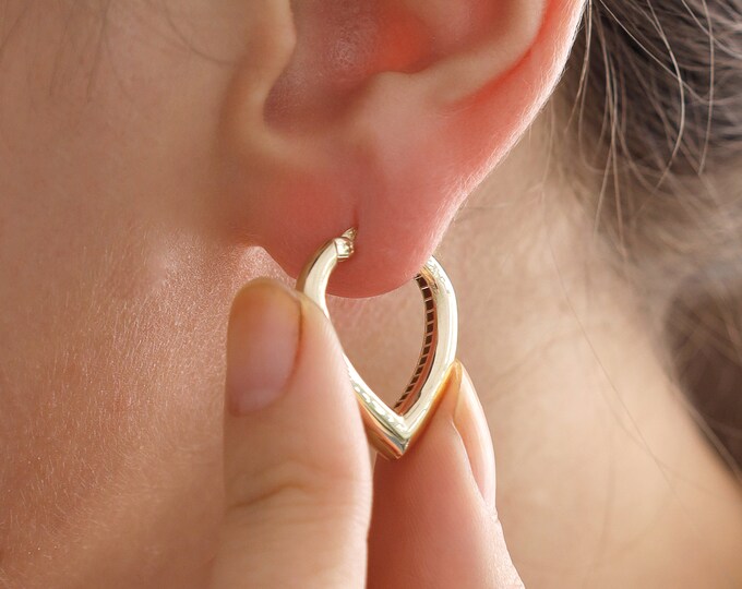 Bold Dome Edge Hoop Earrings 14k Gold | Delicate Statement Earrings, Thick Tube Earrings, Valentines Day Gift, Birthday Gift, Gift for Her