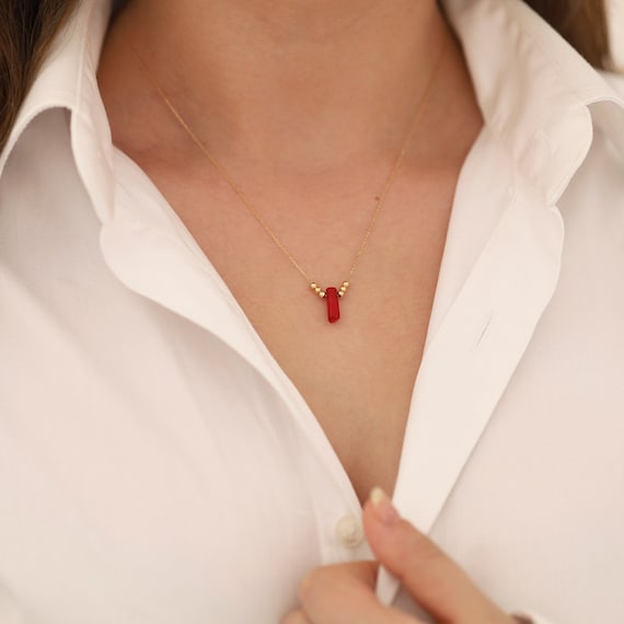 Red coral stone chain deals