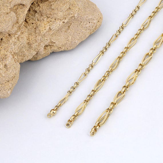 vintageイタリア製】 14k フラットチェーン ブレスレットイタリア製