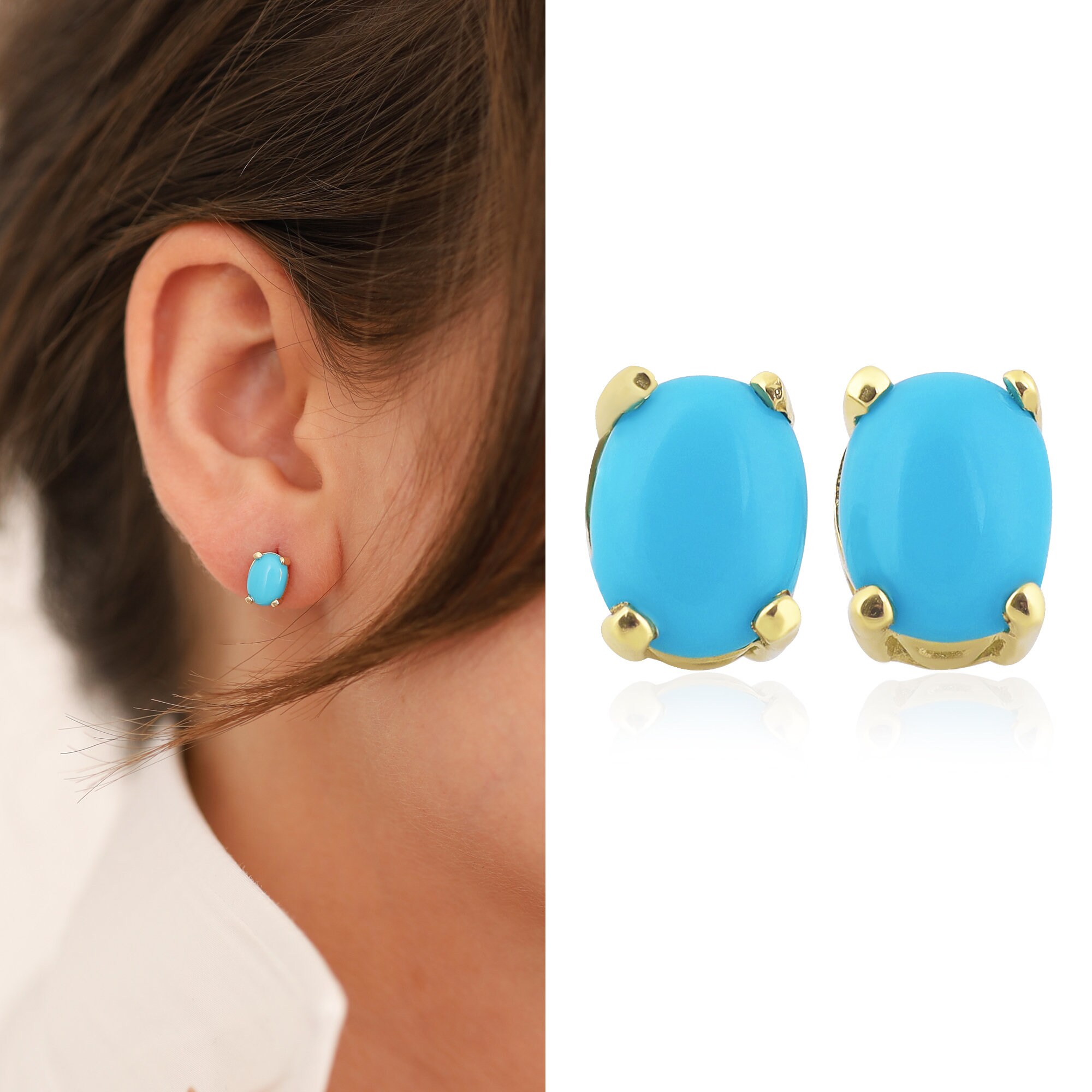 14K Gold Turquoise Earrings Embodiment of Natural Beauty and Tranquility Genuine Serenity Gemstone Sagittarius Birthstone Prom Gift Etsy Canada