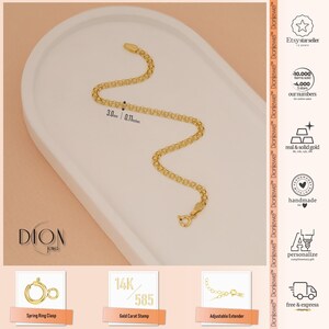 Bestgoldsop Real 14K Yellow Gold Bismark Chain Necklace - 3mm Flat Bizmark - Choose 16, 18, Or 20 Inch