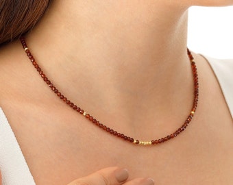 Genuine Brown Topaz Necklace | 14k Gold Scorpio Gemstone Necklace, Natural Stone for Happiness, November Birthstone, Zodiac Gift for Her