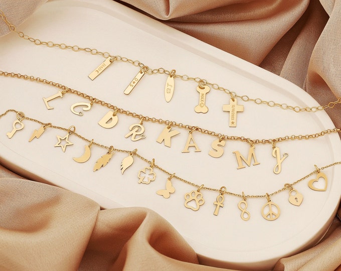 10k/14k Gold Add-On Tag for PERSONALIZATION | Personalize Your Jewelry with Engravable Name Date Bar Tags, Letter Charms, Birthstone Tags