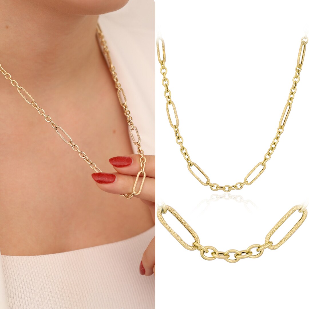 14K Gold Paperclip Chain Necklace Thick Dorica Jewelry Etsy