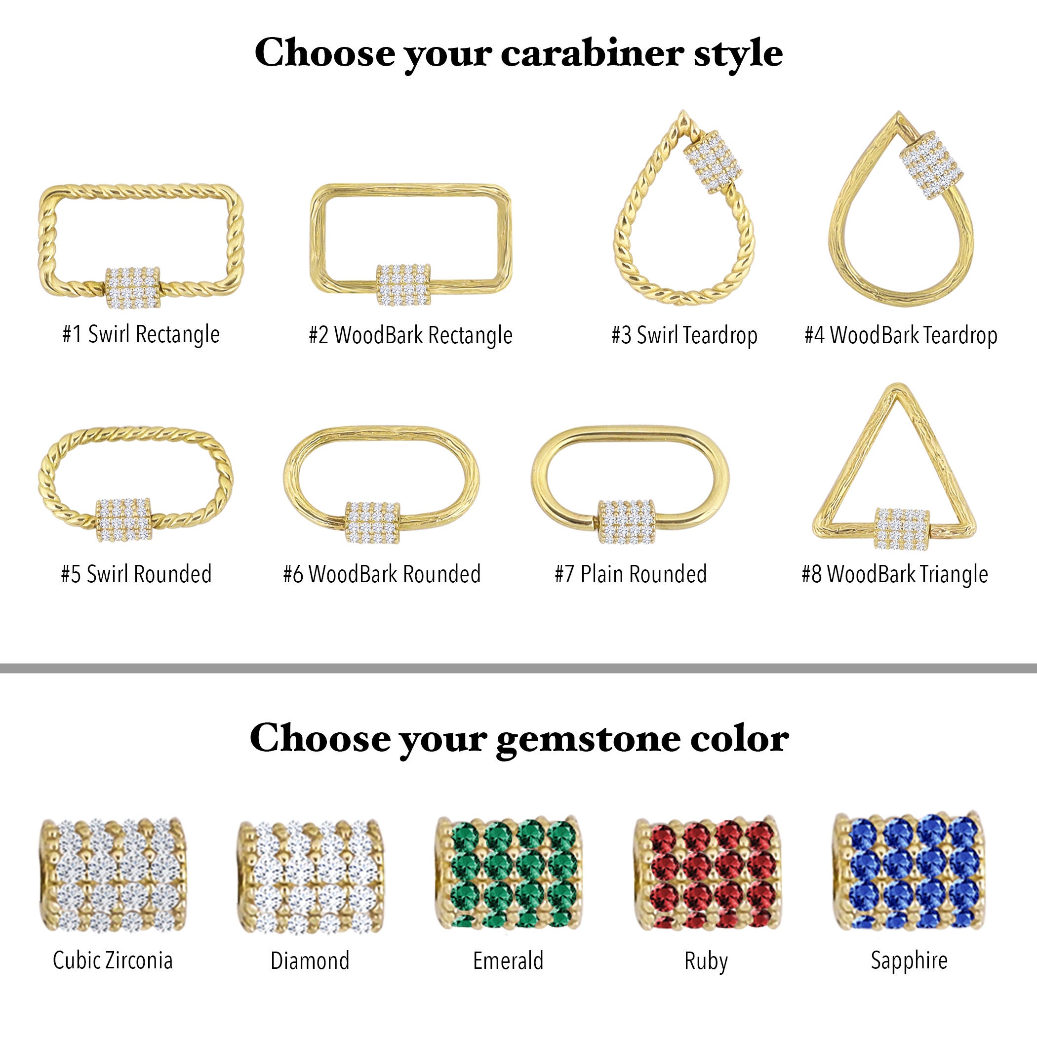 Gold Charm Enhancer Clasp Collection, 3 Style Options