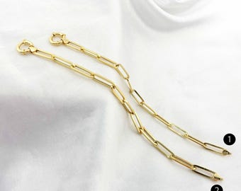 14k Gold Paperclip Bracelet | Sailor Lock Clasp, Bold Thick Link Staple Chain