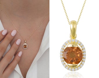 14k Gold Diaspore Oval Necklace | Color-Shifting Turkish Diaspore Stone Necklace, Zodiac Stones, Pisces Birthstone Jewelry, Graduation Gift